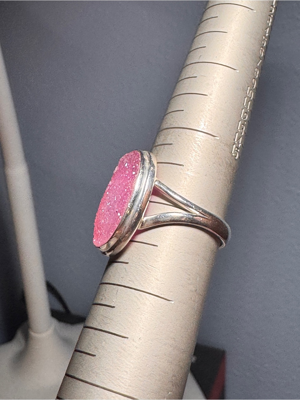Pink Druzy Oval Ring - Women Jewelry - Picture 5 of 5